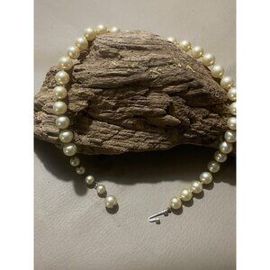 Vintage Faux Pearl Necklace With Rhinestone Clasp